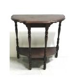 Antique wood half-moon side table