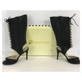 Pair of Chase & Chloe lace up high heel boots