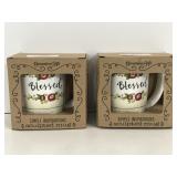 Two Brownlow gifts ceramic "Blessed" mugs