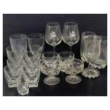 Lot of assorted vintage clear drinking glasses