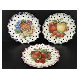 Three vintage fruit plates