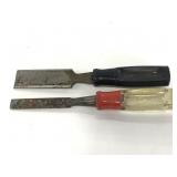 Two Stanley wood chisels- 1in and 1/2in