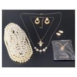 Vintage faux pearl costume jewelry collection