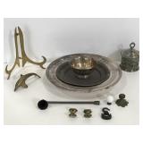 Lot of assorted brass silver plated items