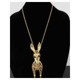 Large vintage articulating donkey necklace