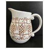 Fish art glazed pottery pitcher