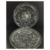 Two glass platters