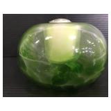 Green swirl art glass round candle holder