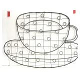 Large metal coffee cup photo display