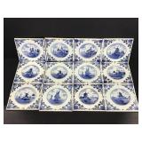 Lot of 12 Delft blue Hand-painted Holland tiles