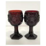 Two 1976 Avon Presidents Celebration ruby goblets