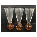 Trio of ball bottom petite vodka/martini glasses
