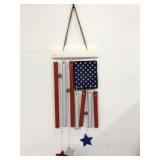 American flag metal and plastic wind chime