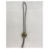 Carved wood moose bolo tie