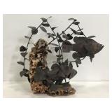 Copper/bronze coral & metal table sculpture