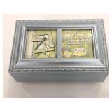 Silver jewelry music box with beads inside