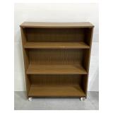 Rolling 3-tier wood laminate bookshelf