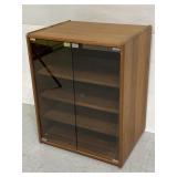 Vintage 4-tier wood stereo cabinet w/ glass doors