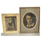 Pair of framed vintage black and white portraits