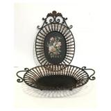 Matching metal basket and wall hanging