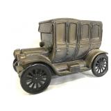 Brass antique car coin bank, no key
