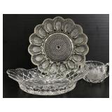 Three glass serving pieces