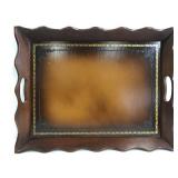 Vintage wooden tray with carved details