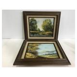 Two vintage oil paintings of landscapes