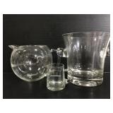 Glass ice bucket, pitcher and creamer