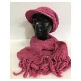 Knit slouchy hat and scarf