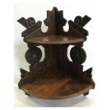 Carved wood corner shelf