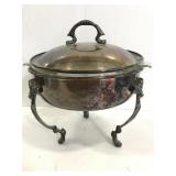 Silver serving dish with glass insert