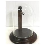 Small wood display with glass dome