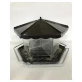 Brown metal outdoor bird feeder