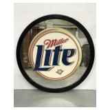 Miller Lite circle wall mirror sign