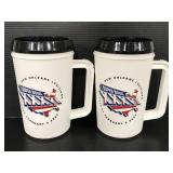 Two unused Super Bowl 2002 plastic mugs w/ lids