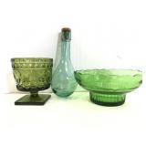Vintage green glass EO Brody & MZooo pieces