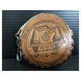 Small leather toucan coin pouch