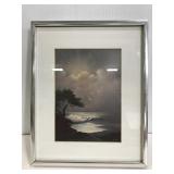Framed tree by the ocean print