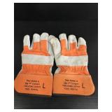 Pair of large leather work gloves