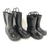 Two pairs of Falls Creek black rain boots