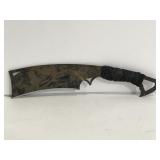 Knife edged cleaver with leather wrapped handle