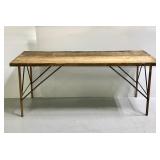 Vintage tall primitive wood folding table