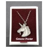 Genuine Pewter unicorn necklace