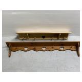 Pair of wooden heart shelves w/ hooks