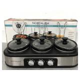 Nostalgia 3-station stainless steel slow cooker