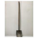 Yard work shovel with wooden handle