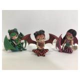 Lot of 3 Fairy Dragonling figure ornaments