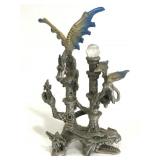 Vintage pewter dragon statue small