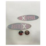 Two 89x radio station stickers & two buttons